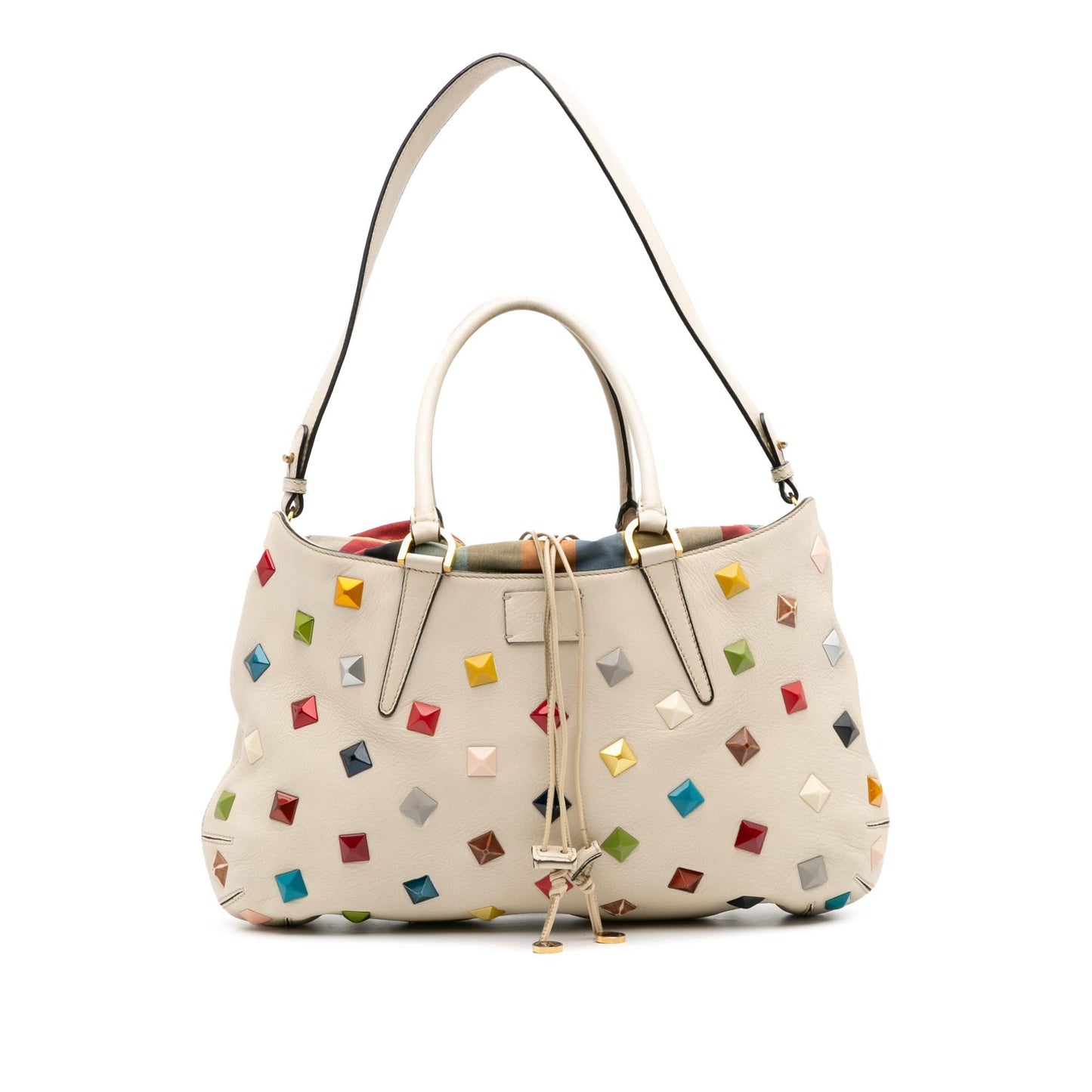 Fendi Medium Studded Leather B Fab Drawstring Tote