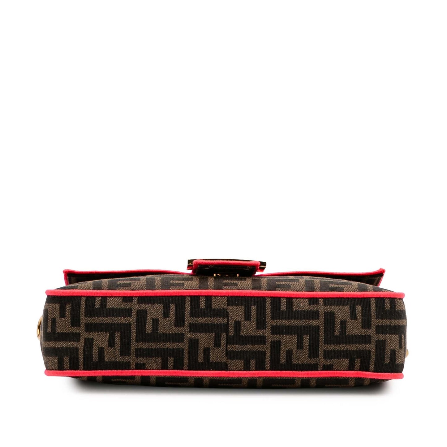 Fendi Medium Zucca Canvas Fluo Trim Baguette Satchel