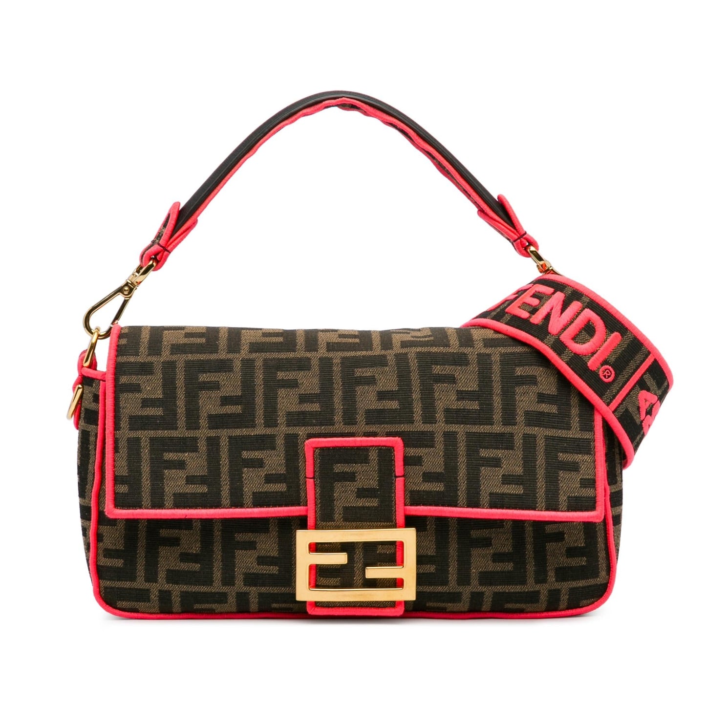 Fendi Medium Zucca Fluo Trim Baguette Satchel (Ufu9VZ)