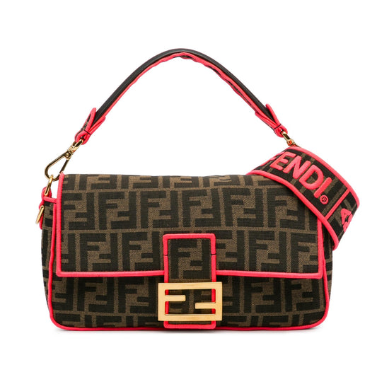 Fendi Medium Zucca Fluo Trim Baguette Satchel (Ufu9VZ)