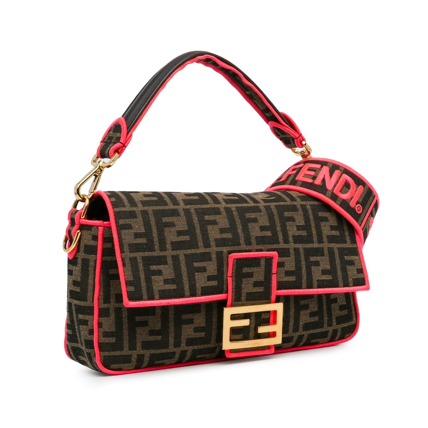 Fendi Medium Zucca Fluo Trim Baguette Satchel (Ufu9VZ)