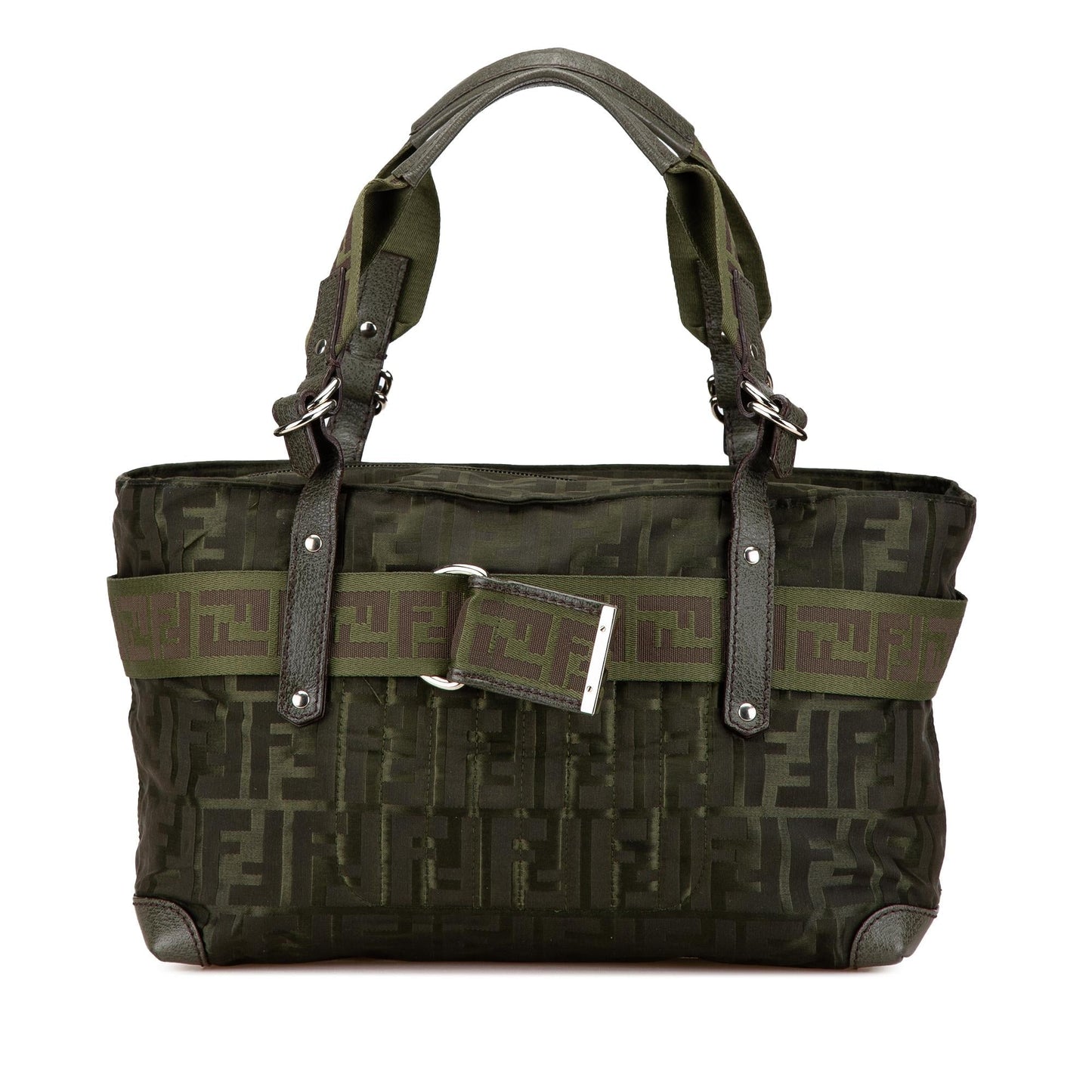 Fendi Medium Zucca Nylon Zip Code Handbag