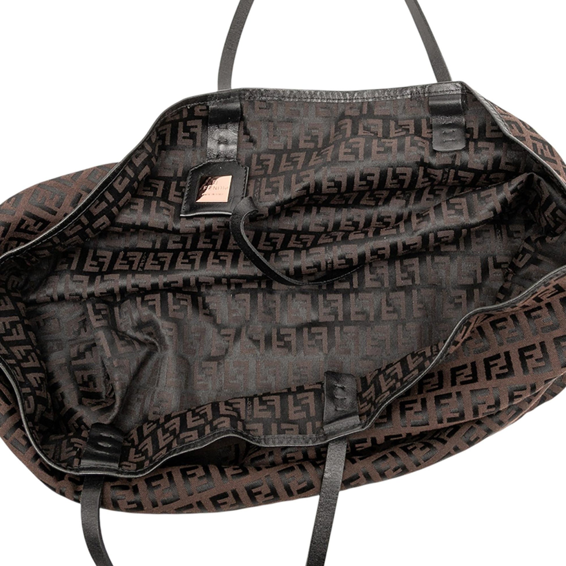 Fendi Zucca Embroidered Canvas Baguette Satchel