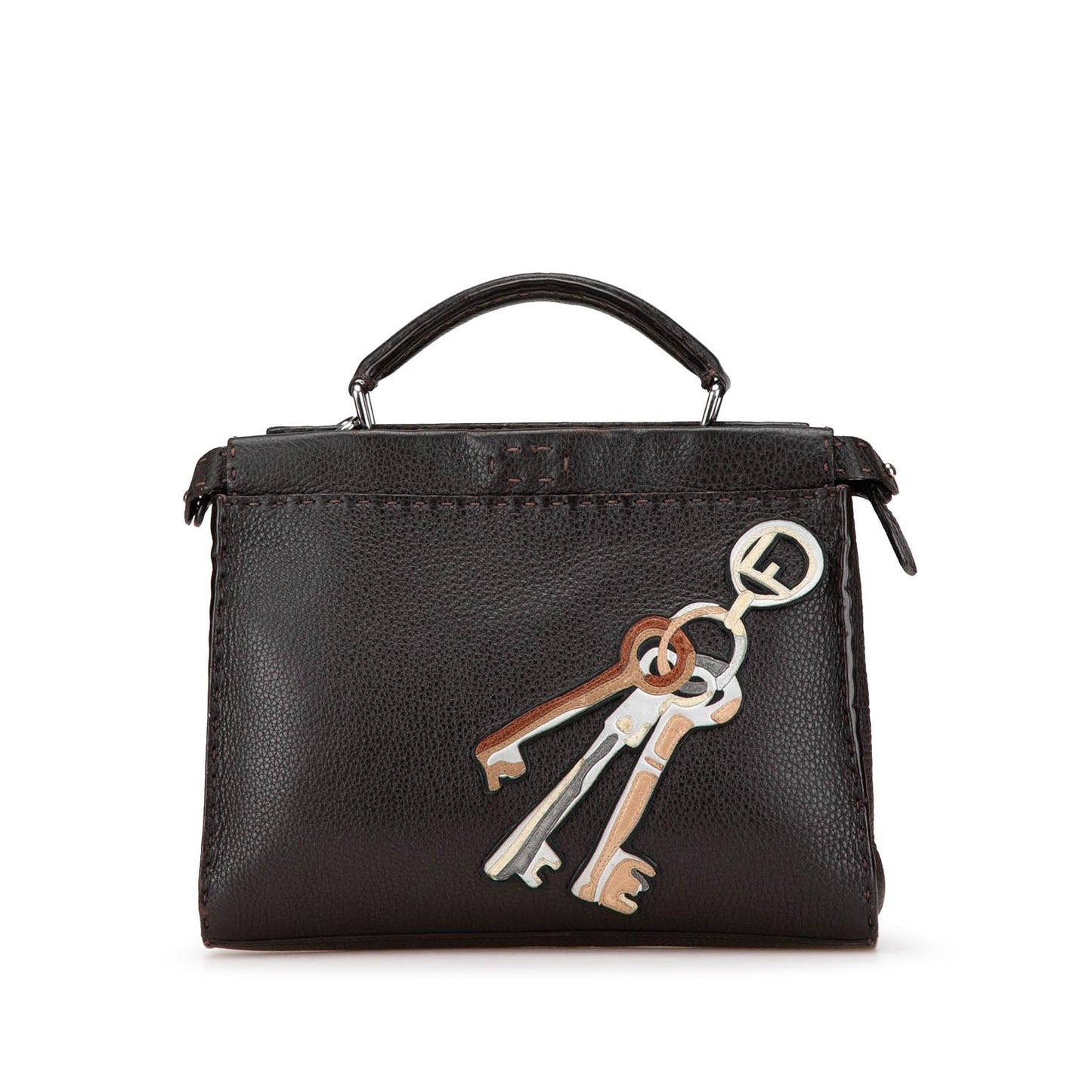 Fendi Mini Calfskin Romano Selleria Peekaboo Iconic Fit Satchel