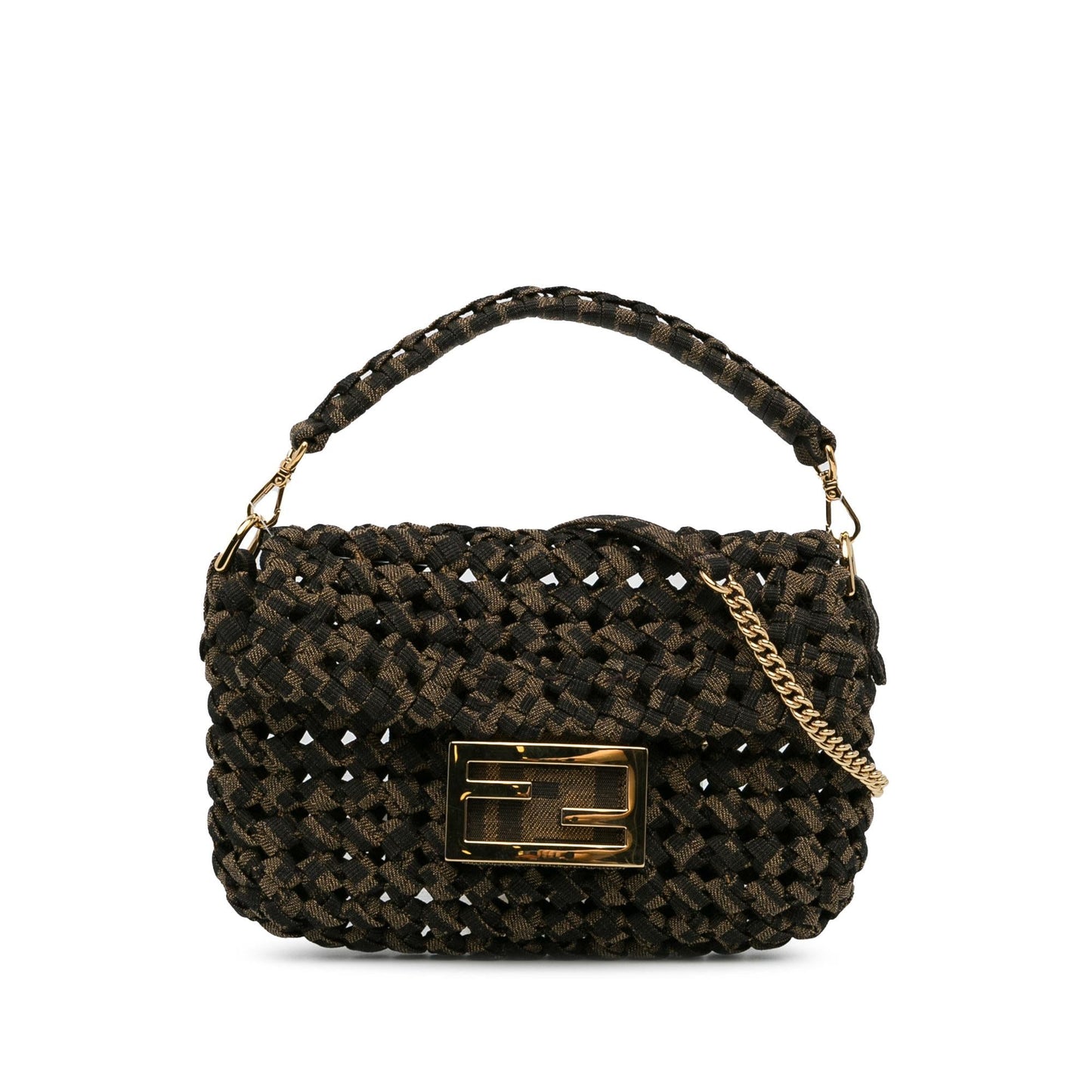 Fendi Mini Interlaced Canvas Zucca Baguette Satchel (W2qFIQ)