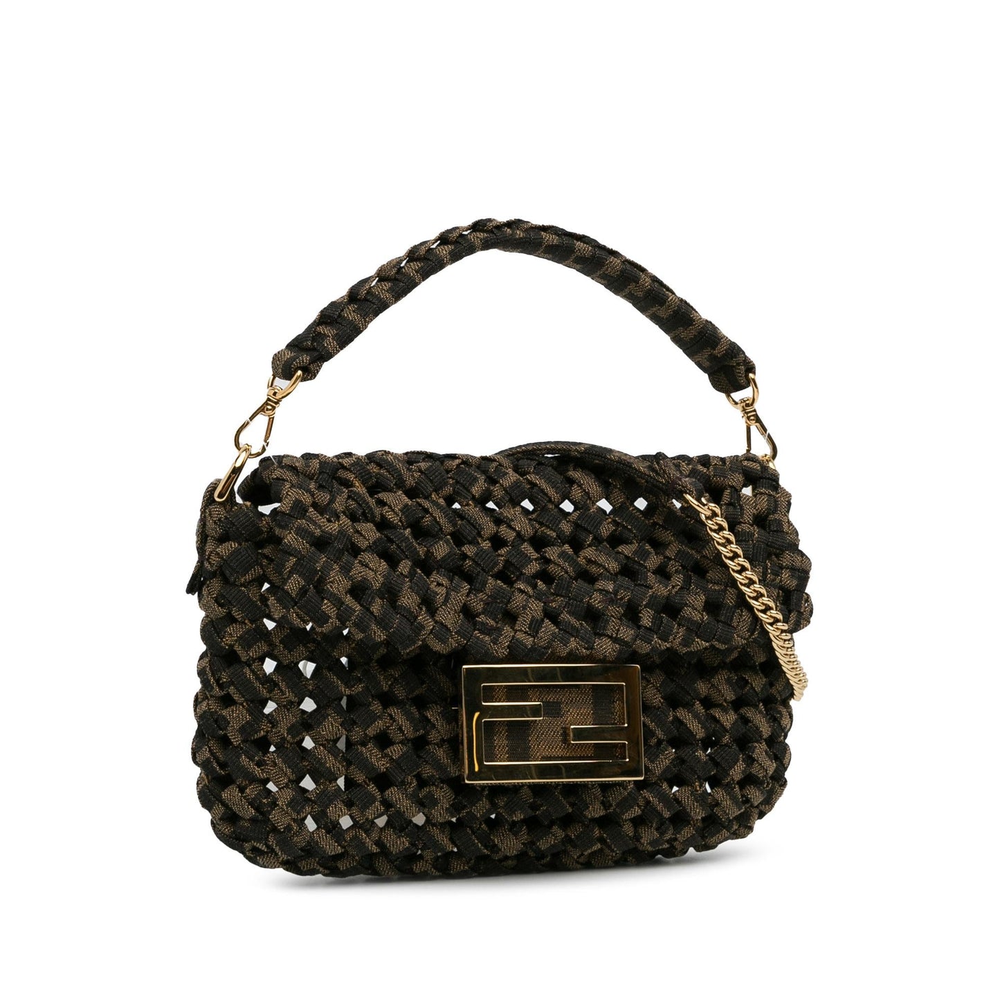 Fendi Mini Interlaced Canvas Zucca Baguette Satchel (W2qFIQ)