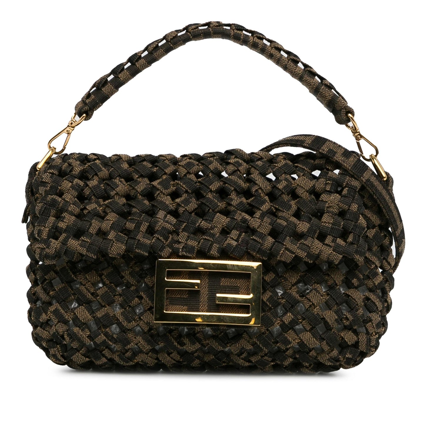 Fendi Mini Interlaced Canvas Zucca Baguette Satchel (xF9TgC)