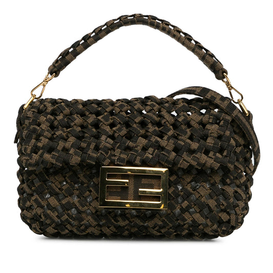 Fendi Mini Interlaced Canvas Zucca Baguette Satchel (xF9TgC)