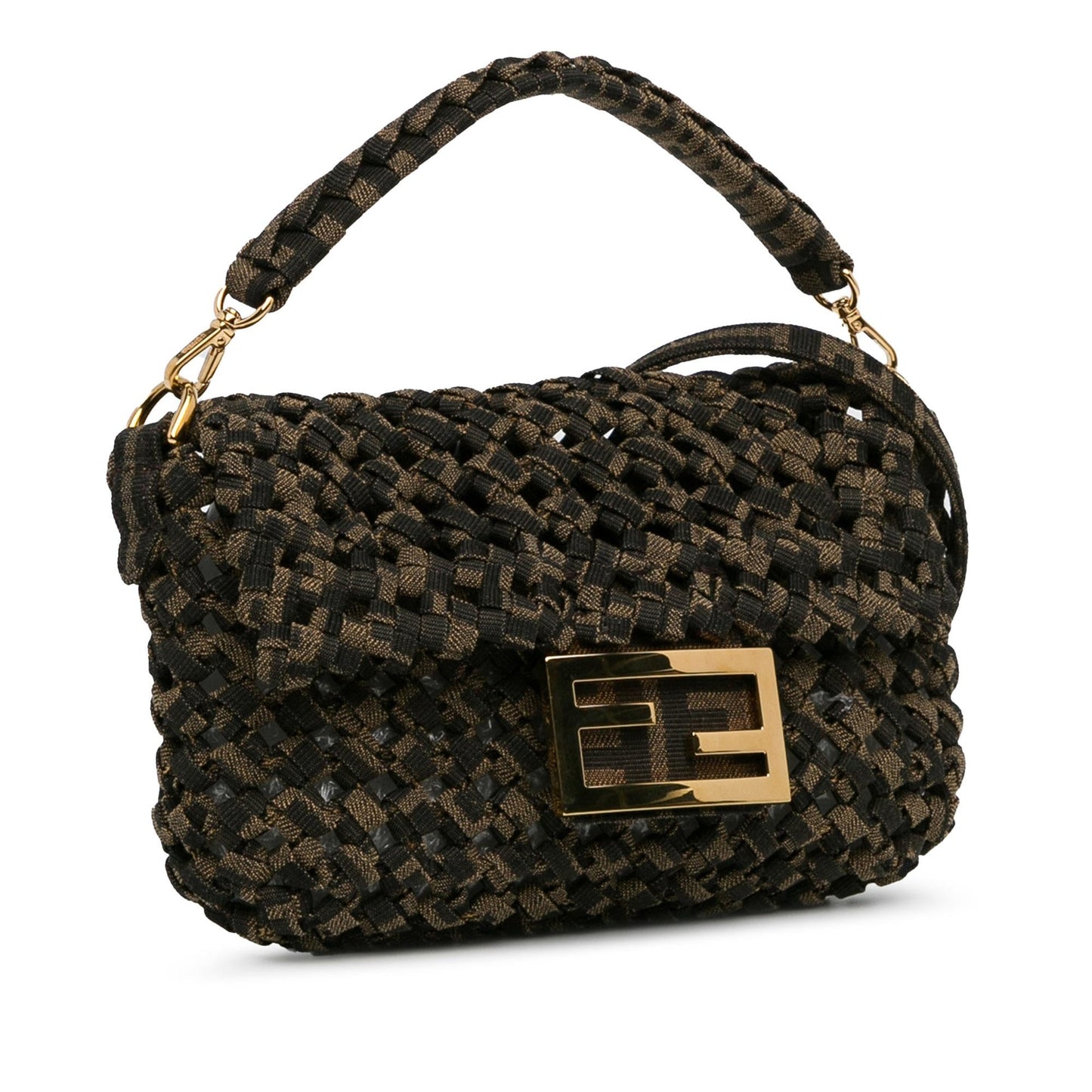 Fendi Mini Interlaced Canvas Zucca Baguette Satchel (xF9TgC)