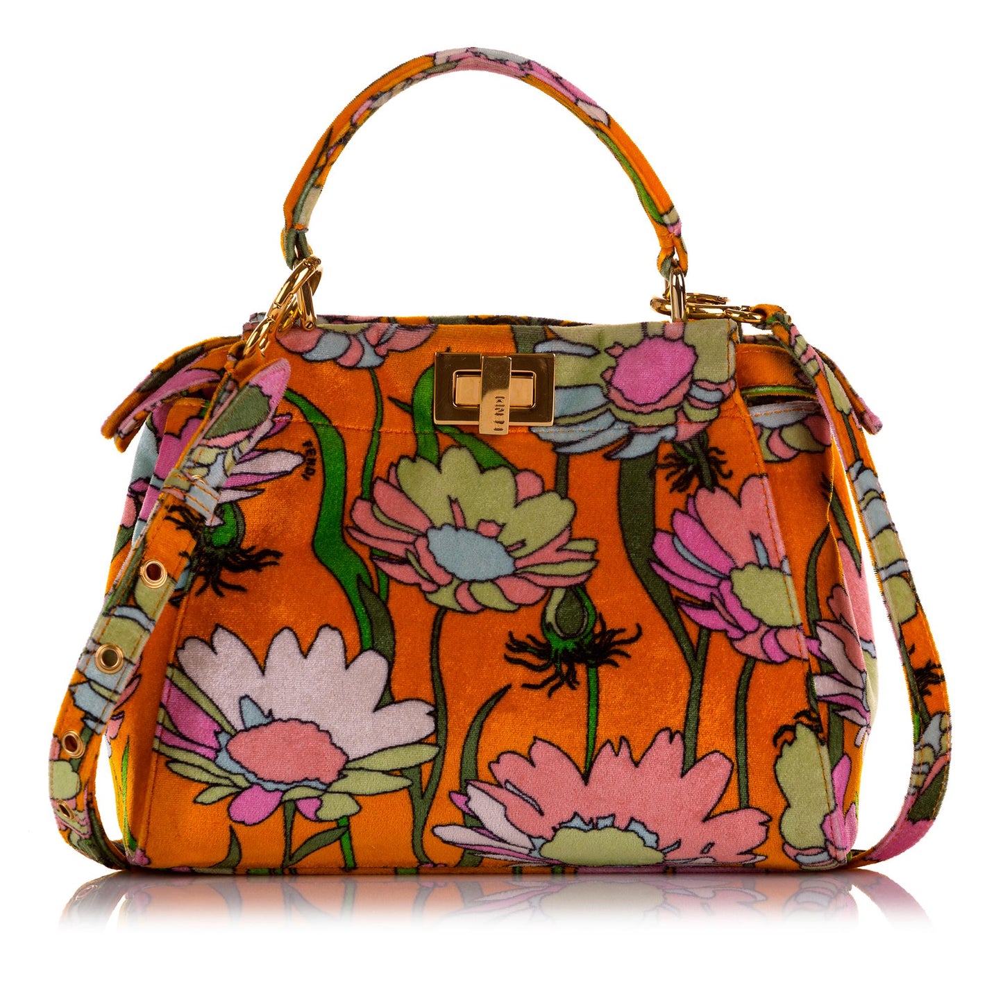 Fendi Mini Peekaboo Chenille Velvet Satchel (5t4Vi5)