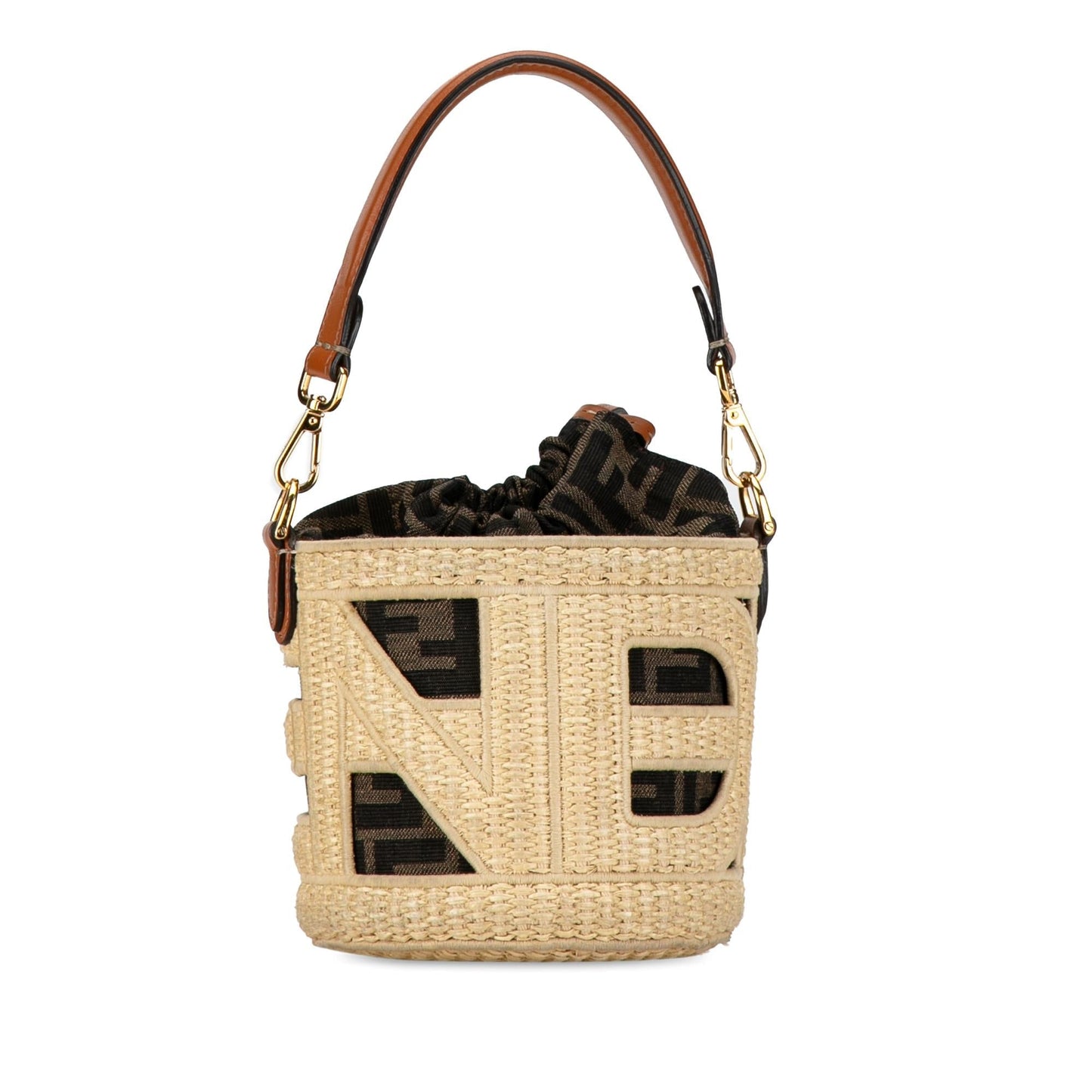 Fendi Mini Straw and Canvas Zucca Step Out Bag (VRfux8)