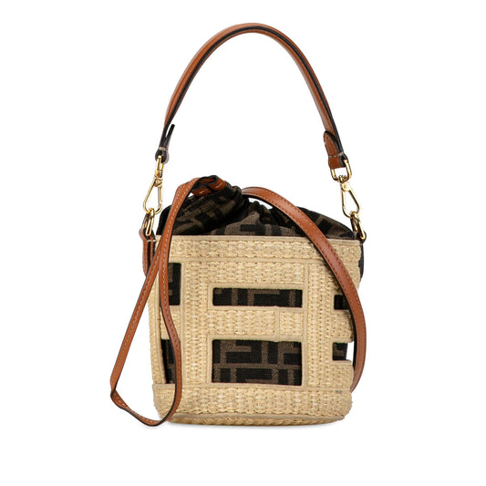 Fendi Mini Straw and Canvas Zucca Step Out Bag (VRfux8)