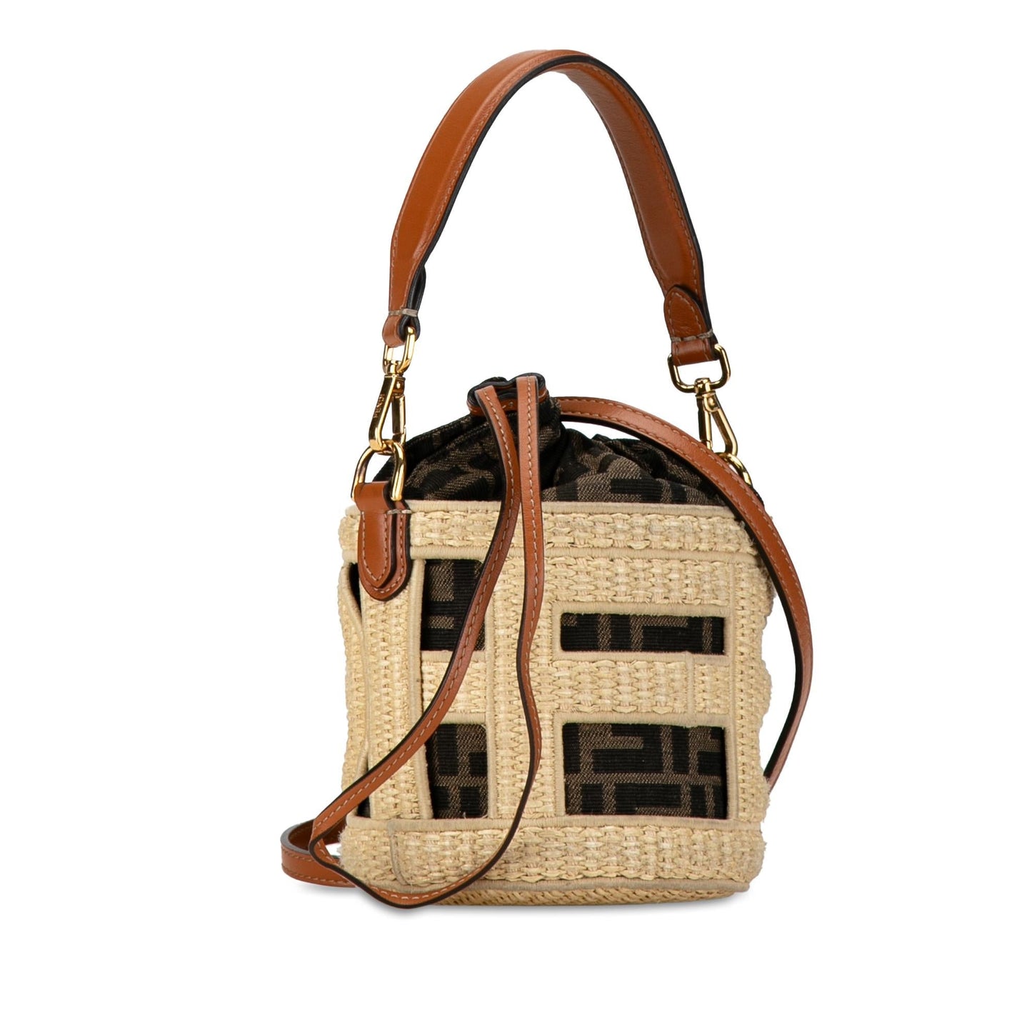 Fendi Mini Straw and Canvas Zucca Step Out Bag (VRfux8)
