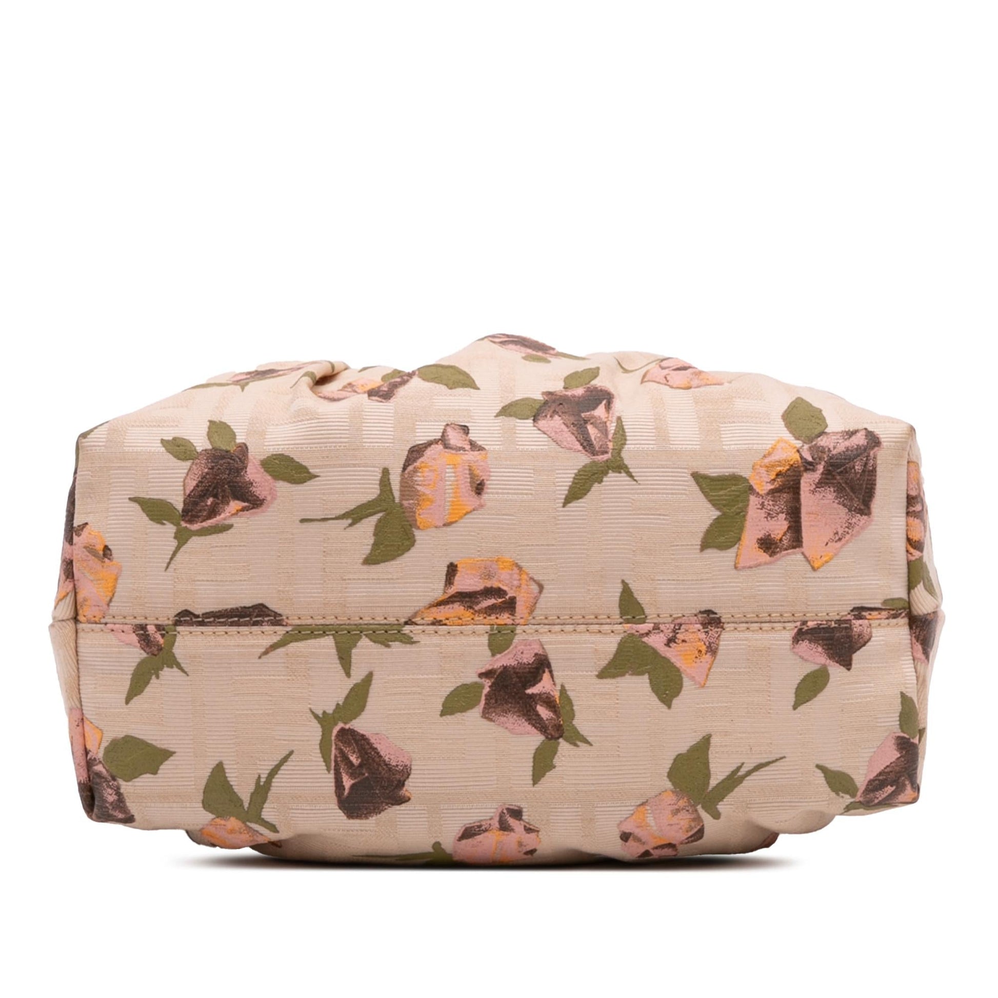 Fendi Mini Zucca Canvas Rose Printed Chef Handbag