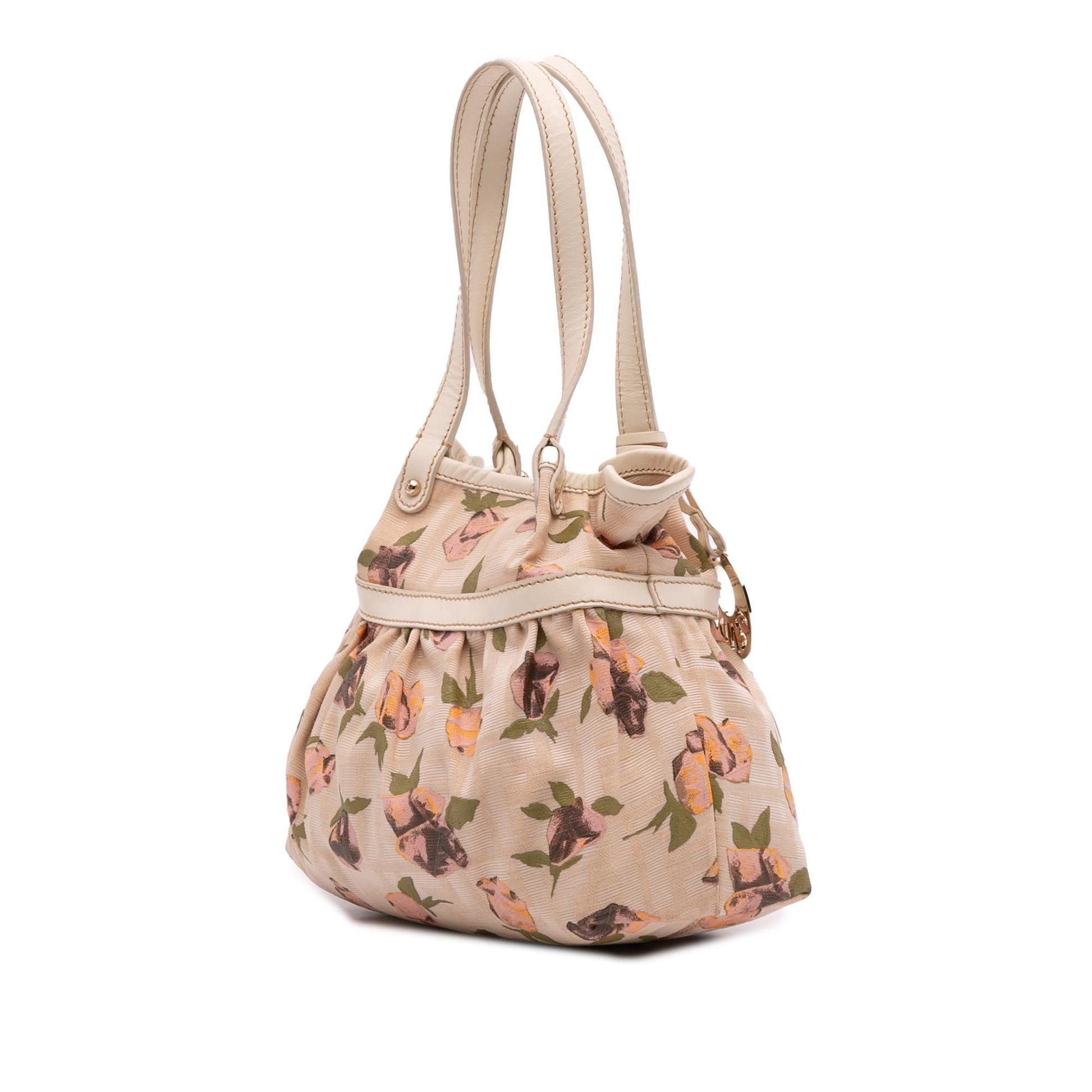 Fendi Mini Zucca Canvas Rose Printed Chef Handbag