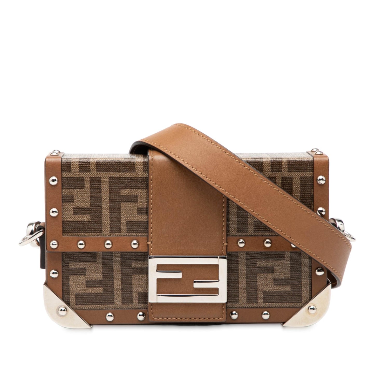 Fendi Mini Zucca Coated Canvas Trunk Baguette Crossbody