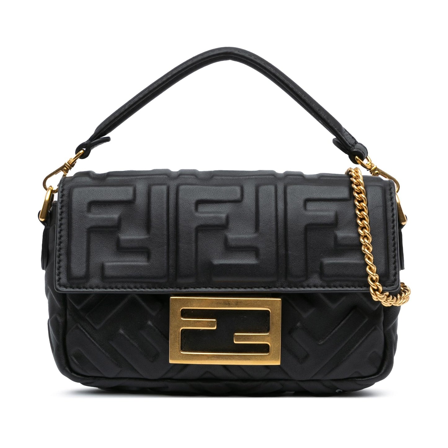 Fendi Mini Zucca Embossed Leather Baguette Satchel (ALnDVt)