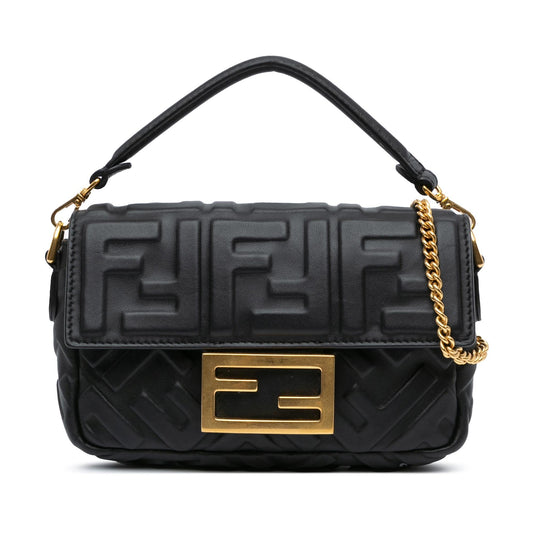 Fendi Mini Zucca Embossed Leather Baguette Satchel (ALnDVt)