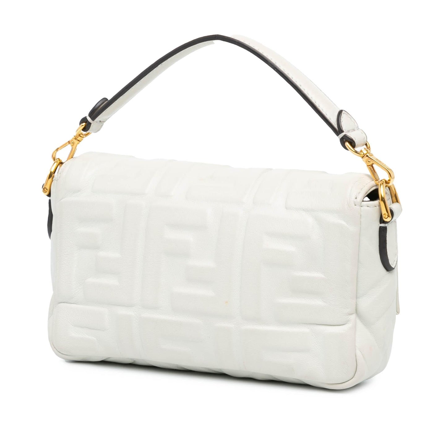 Fendi Mini Zucca Embossed Leather Baguette Satchel