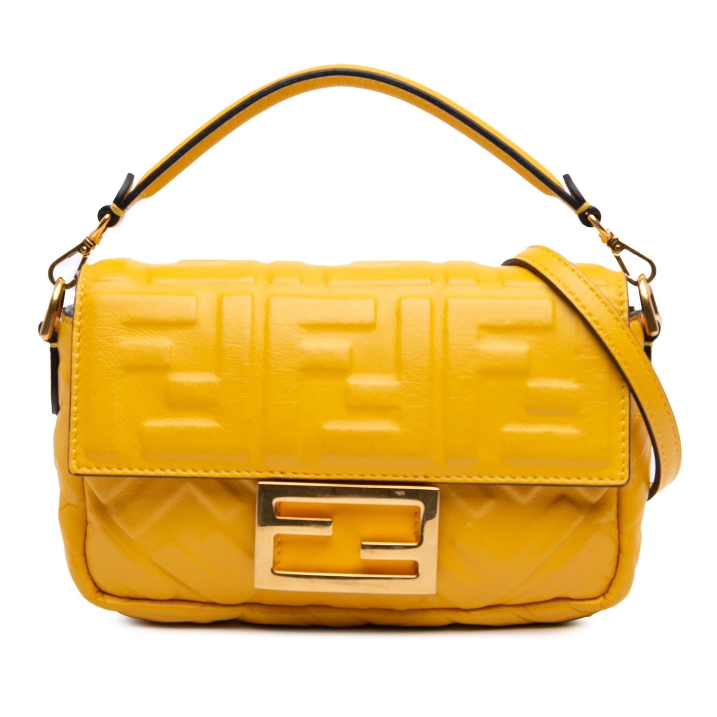 Fendi Mini Zucca Embossed Leather Baguette Satchel