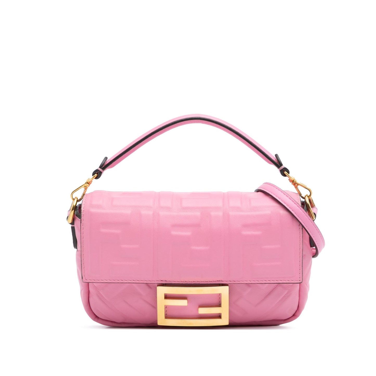 Fendi Mini Zucca Embossed Leather Baguette Satchel
