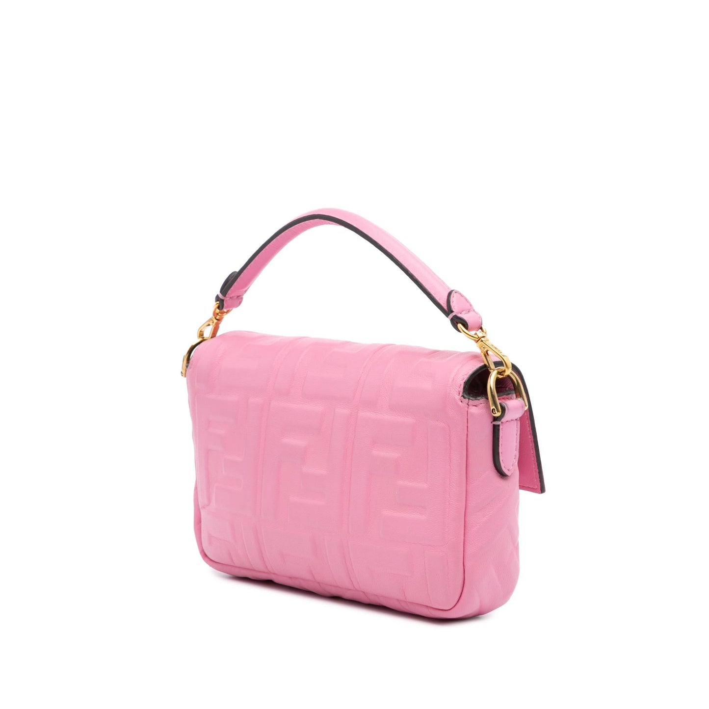 Fendi Mini Zucca Embossed Leather Baguette Satchel