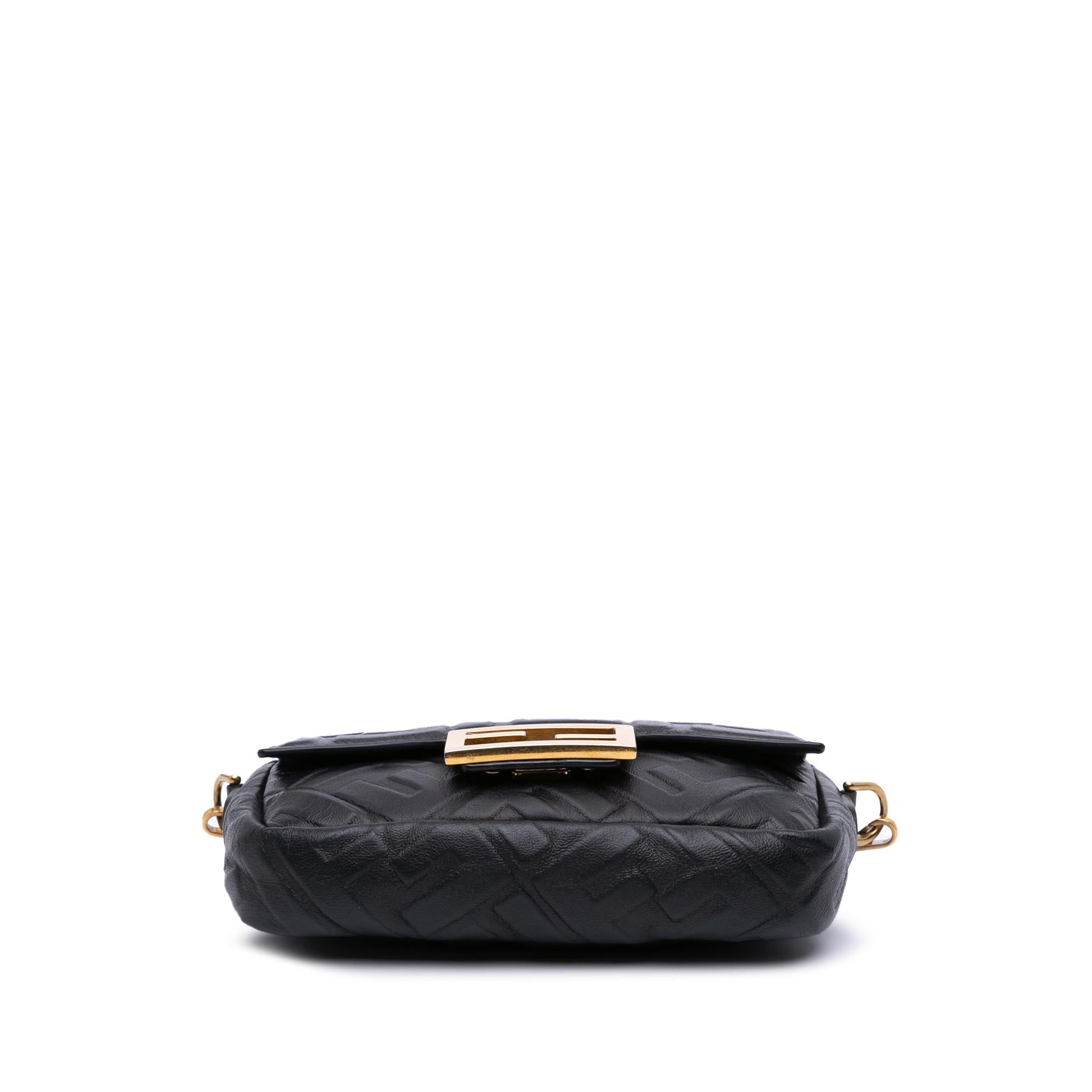 Fendi Mini Zucca Embossed Leather Baguette Satchel