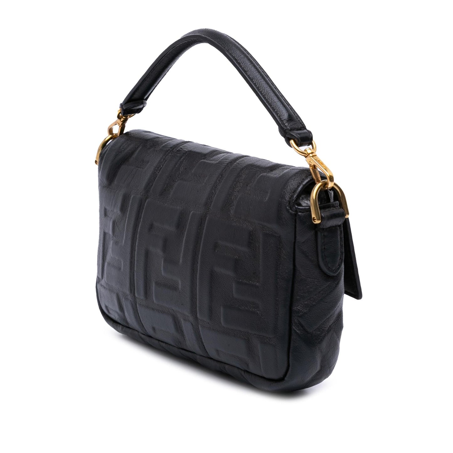 Fendi Mini Zucca Embossed Leather Baguette Satchel