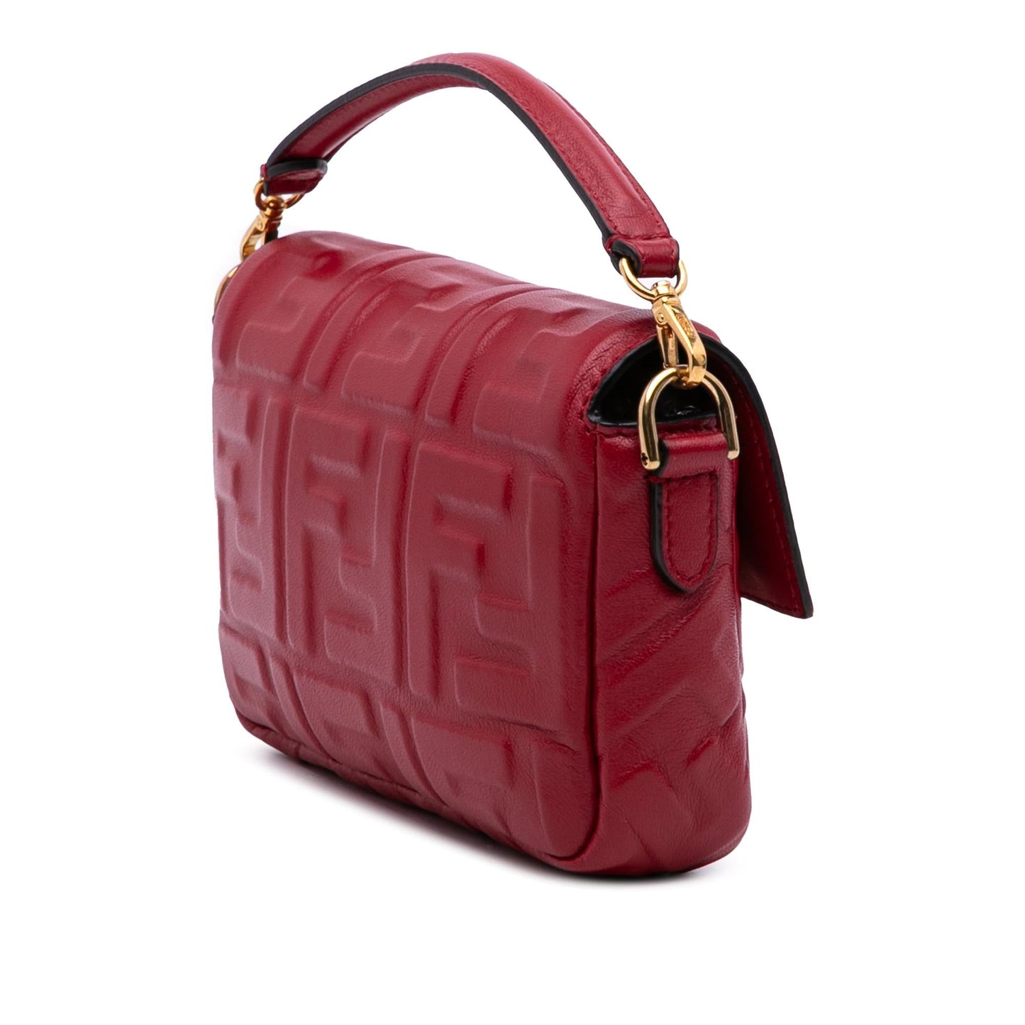 Fendi Mini Zucca Embossed Leather Baguette Satchel