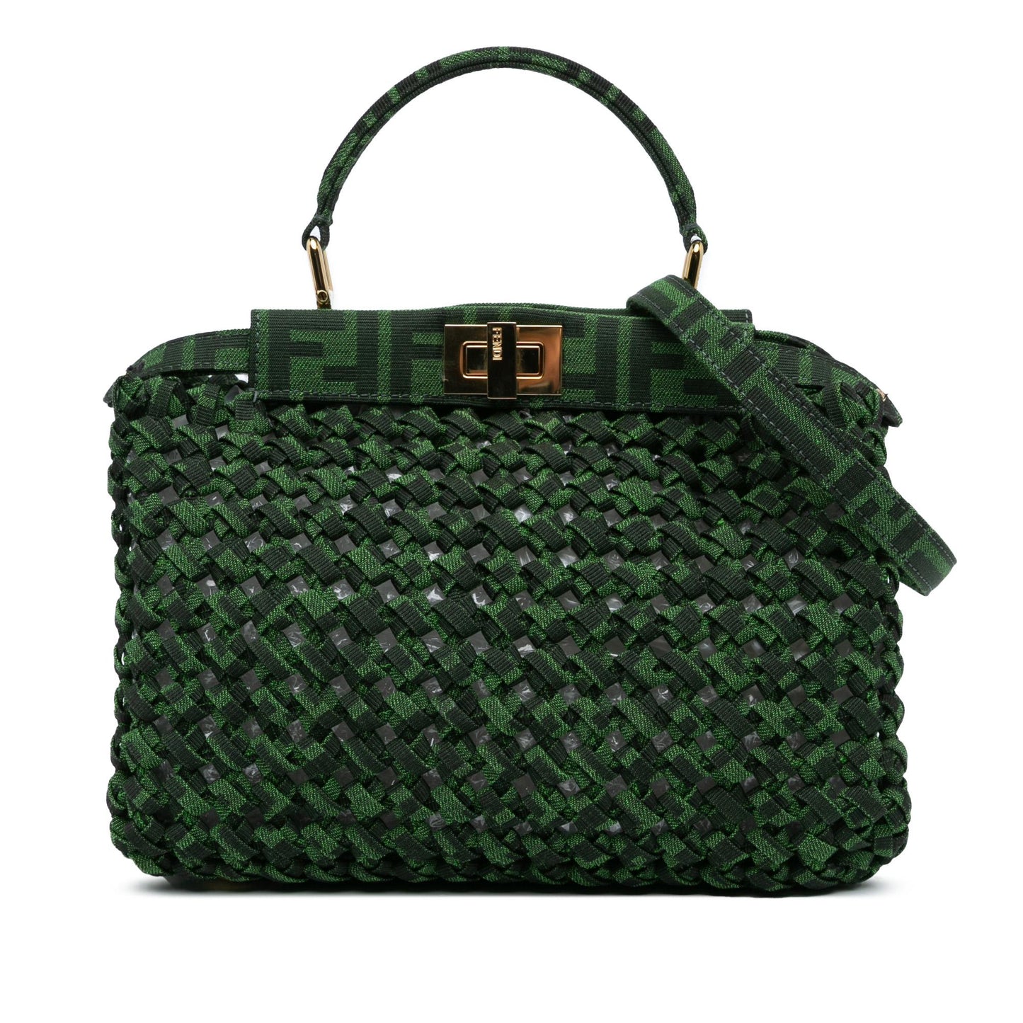 Fendi Mini Zucca Interlaced Canvas Iconic Peekaboo Satchel (bvHwrT)