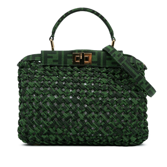 Fendi Mini Zucca Interlaced Canvas Iconic Peekaboo Satchel (bvHwrT)