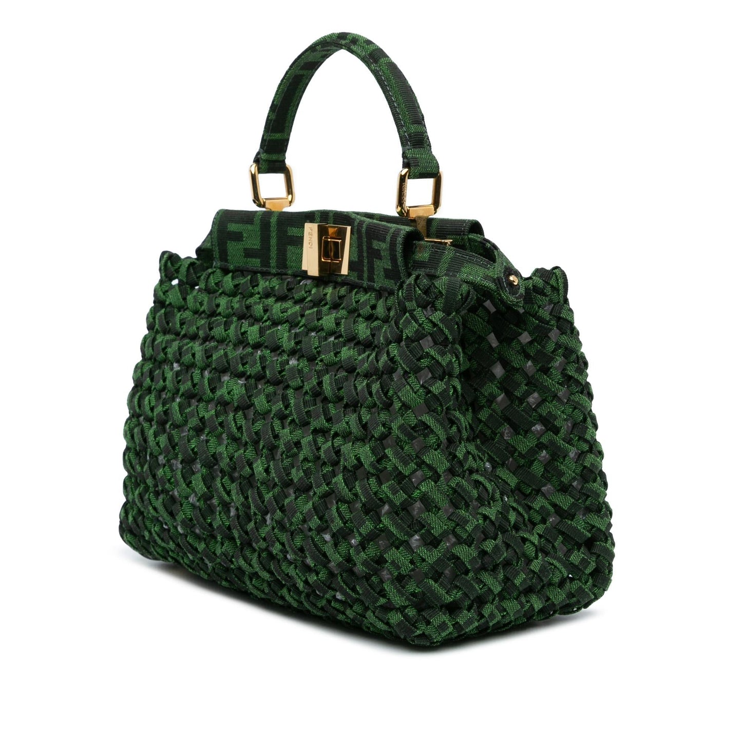 Fendi Zucca Embroidered Denim Baguette Satchel