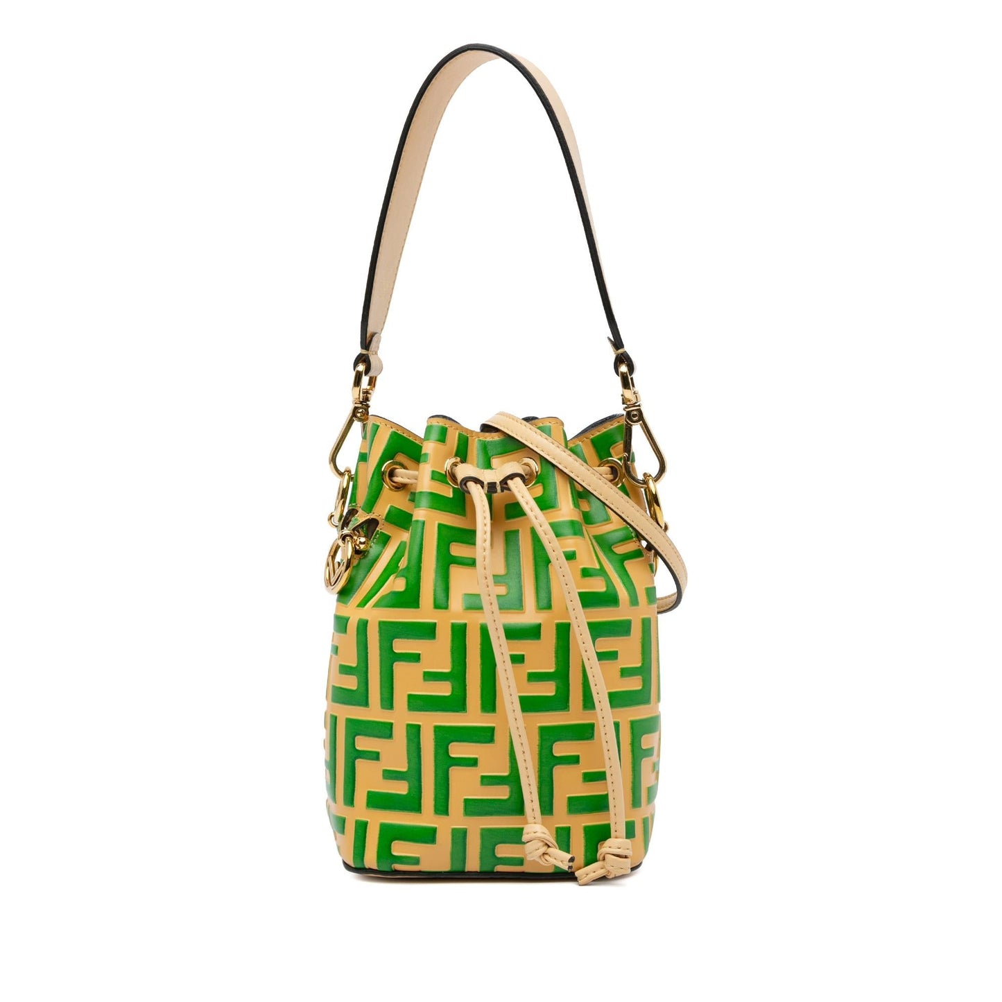 Fendi Mini Zucca Mon Tresor Embossed Leather Bucket Bag (S2s9H7)