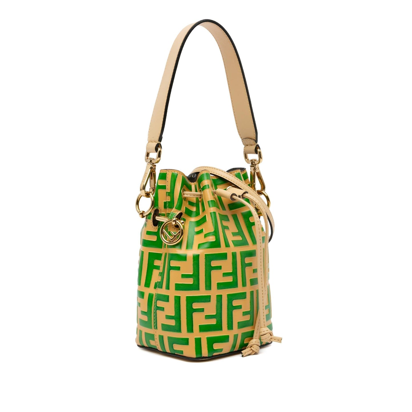 Fendi Mini Zucca Mon Tresor Embossed Leather Bucket Bag (S2s9H7)