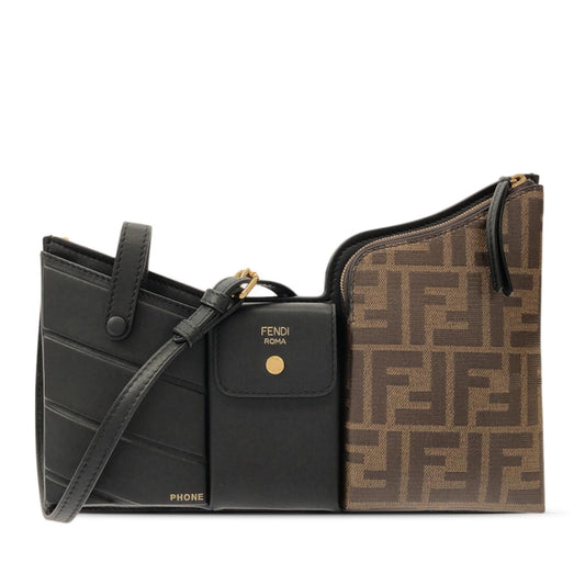 Fendi Mini Zucca and Leather 3 Pocket Crossbody (up2ClV)
