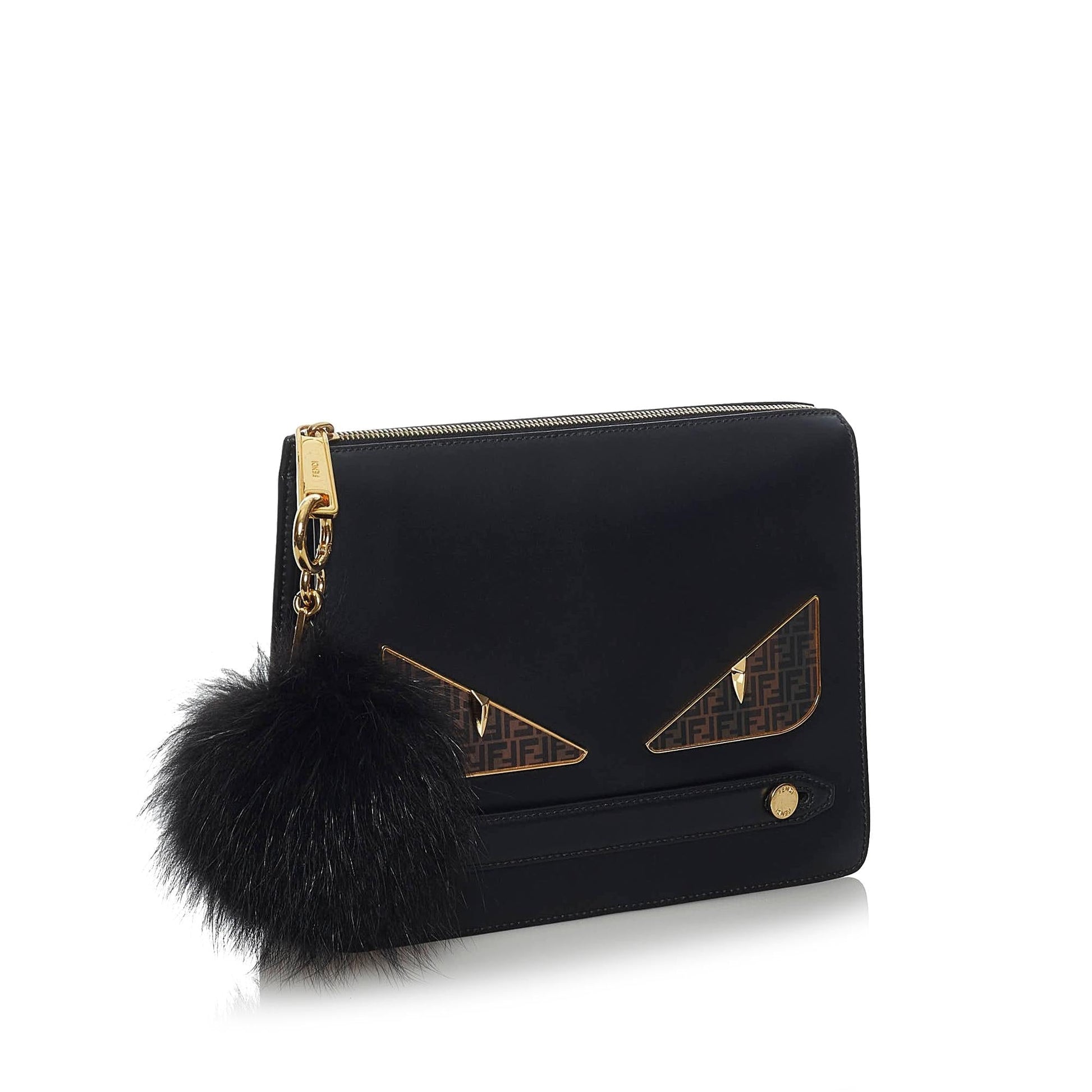 Fendi Monster Leather Clutch Bag