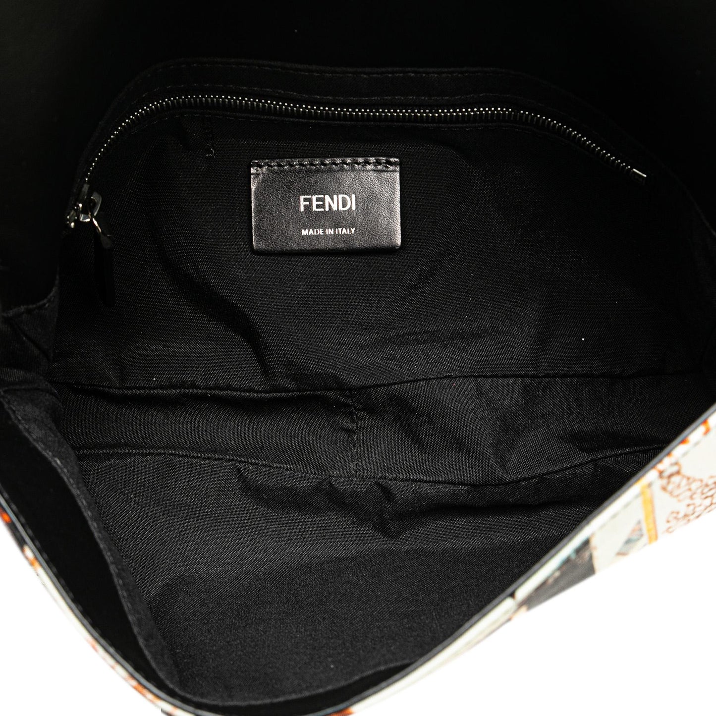 Fendi Large Zucca and Pequin Canvas Convertible Baguette Satchel