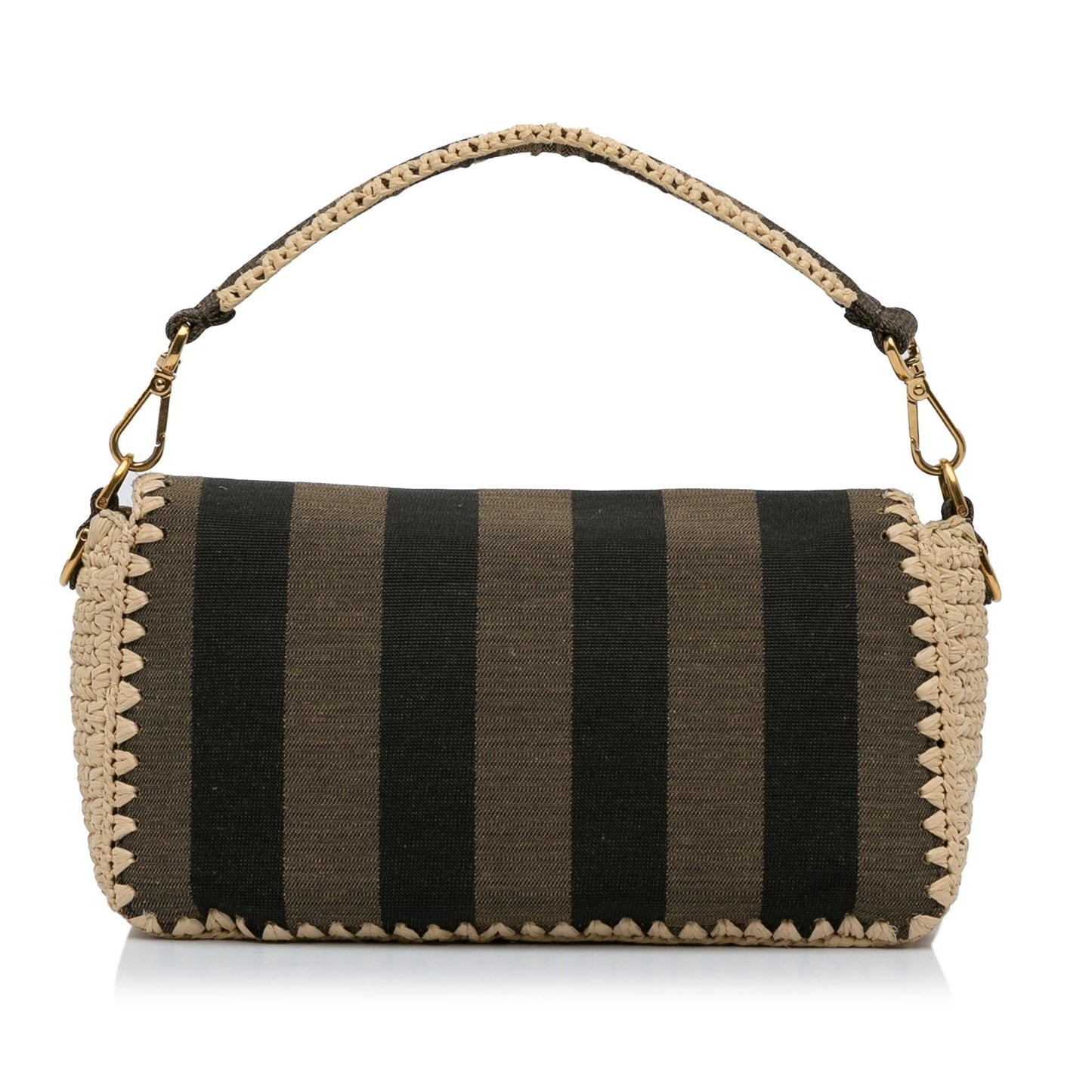 Fendi Pequin Canvas and Raffia Baguette (LMio6U)