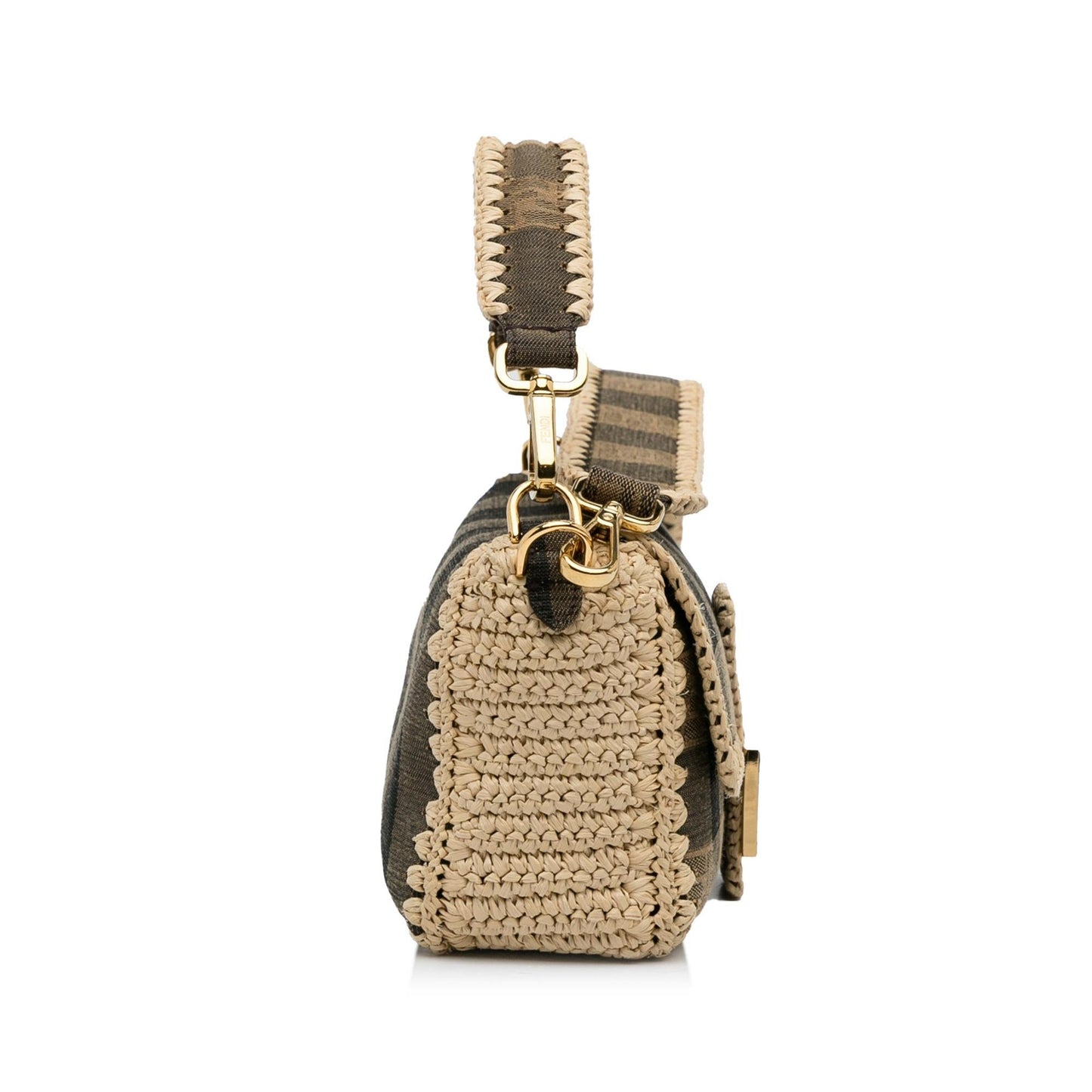 Fendi Pequin Canvas and Raffia Mamma Baguette (sSRqPf)