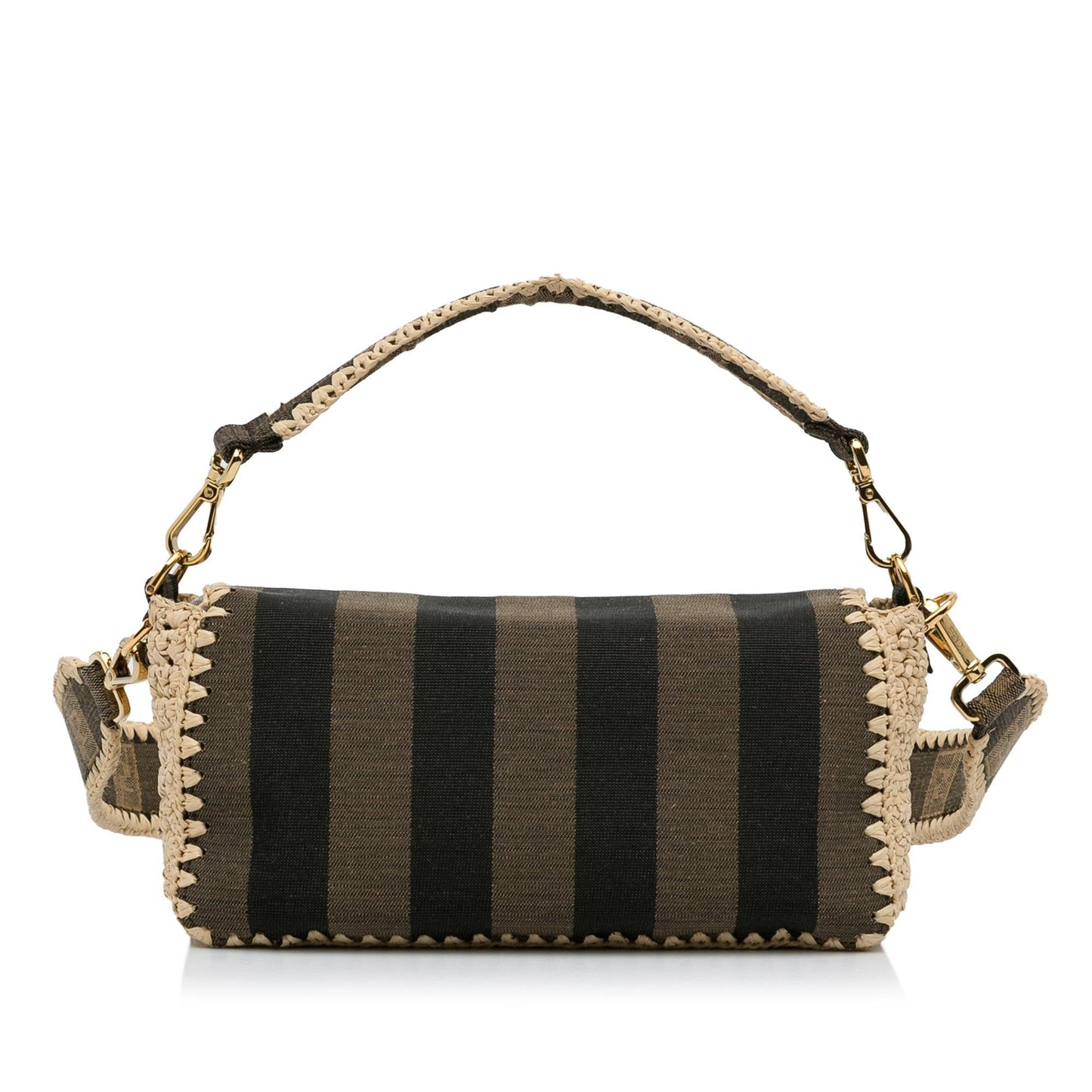 Fendi Pequin Canvas and Raffia Mamma Baguette (sSRqPf)