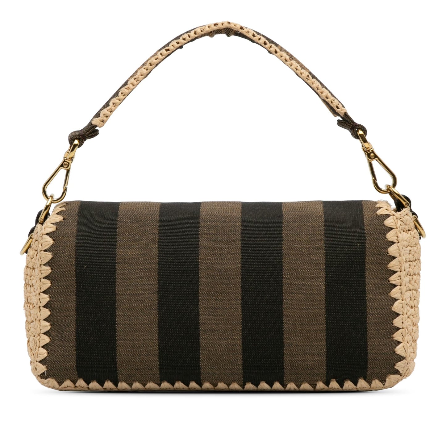 Fendi Pequin Canvas and Raffia Mamma Baguette (g32SBG)