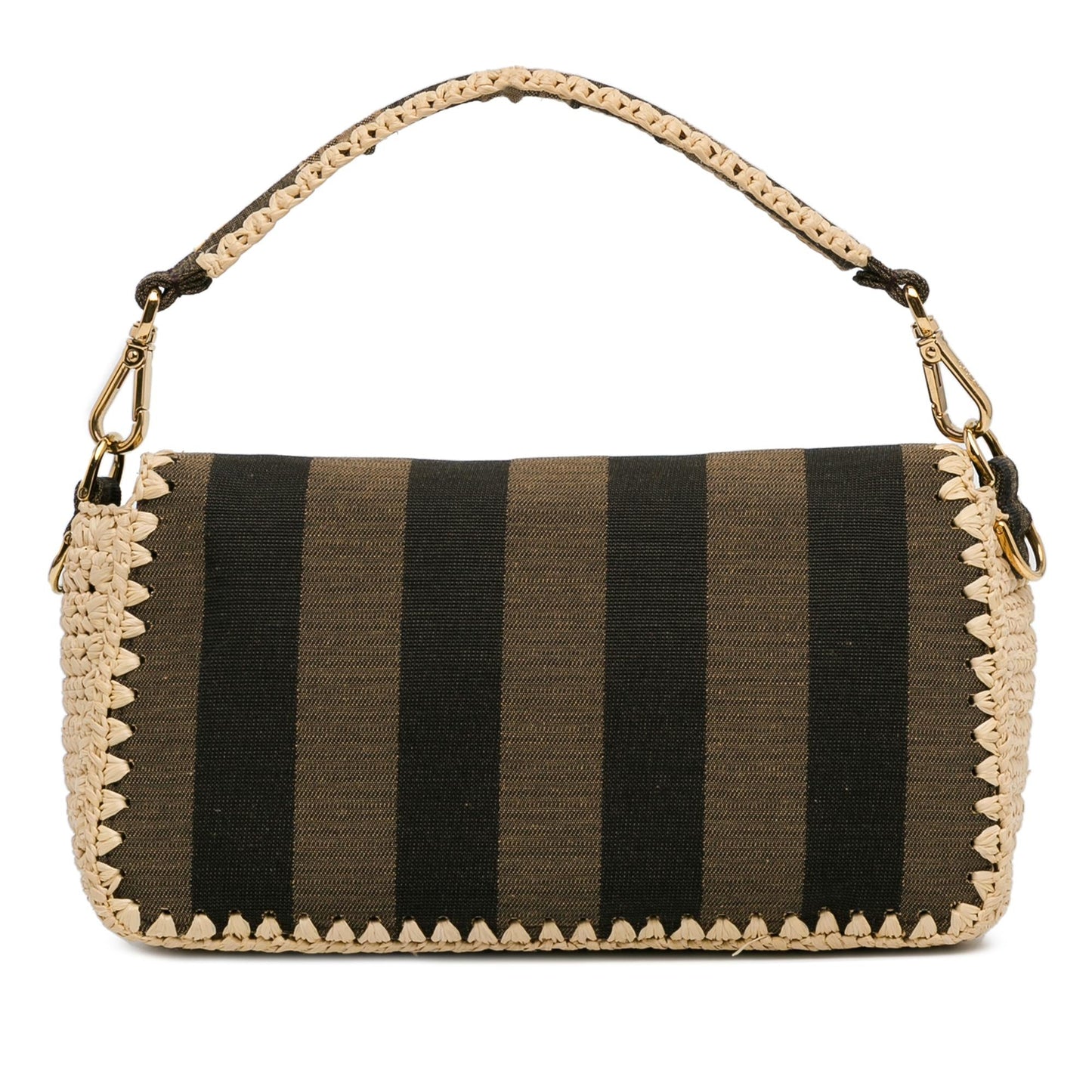 Fendi Pequin Canvas and Raffia Mamma Baguette (MJAC72)