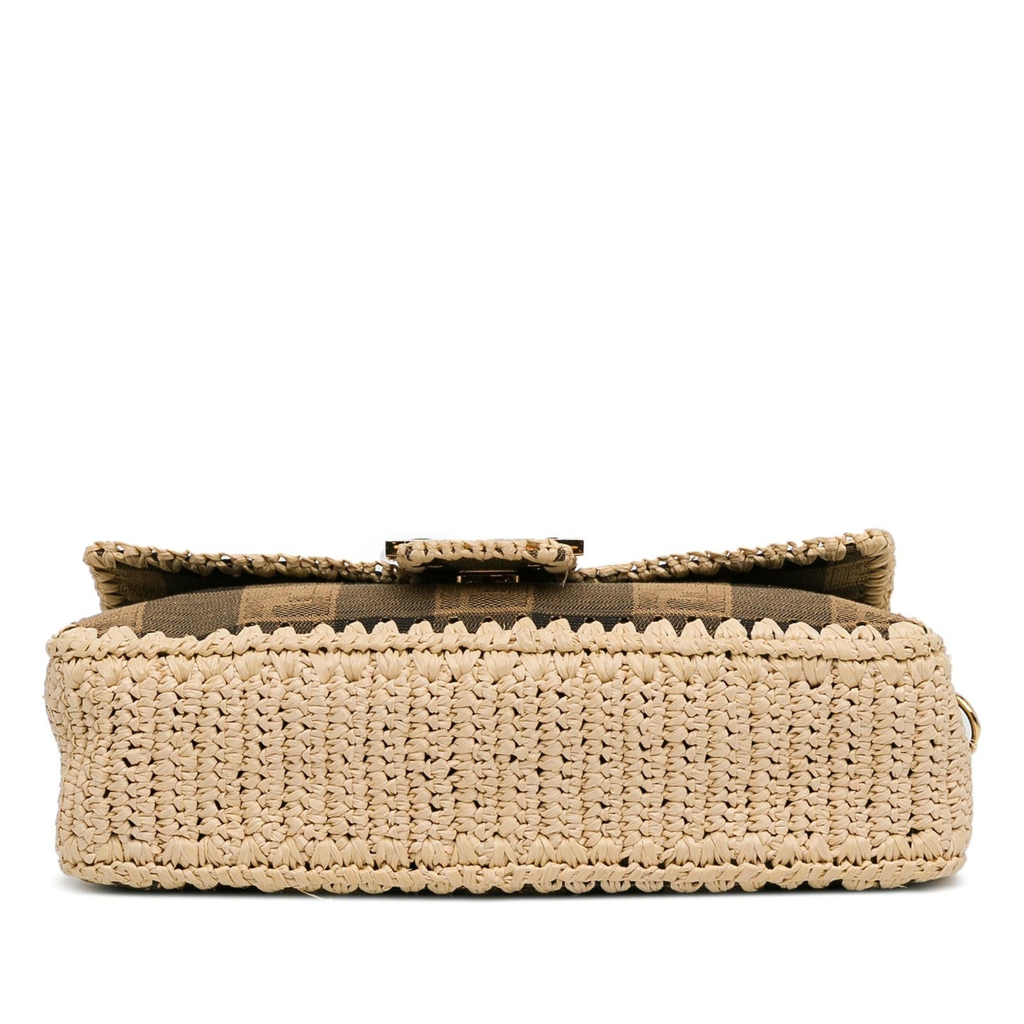 Fendi Pequin Canvas and Raffia Mamma Baguette (MJAC72)