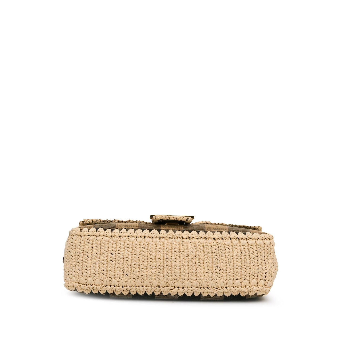 Fendi Pequin Gingham Canvas And Raffia Baguette Satchel (mQy3HF)