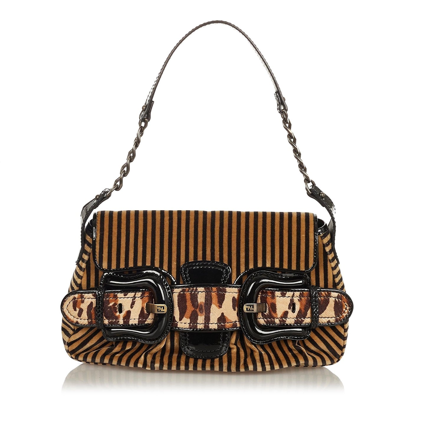Fendi Pequin Velvet Shoulder Bag (28518)