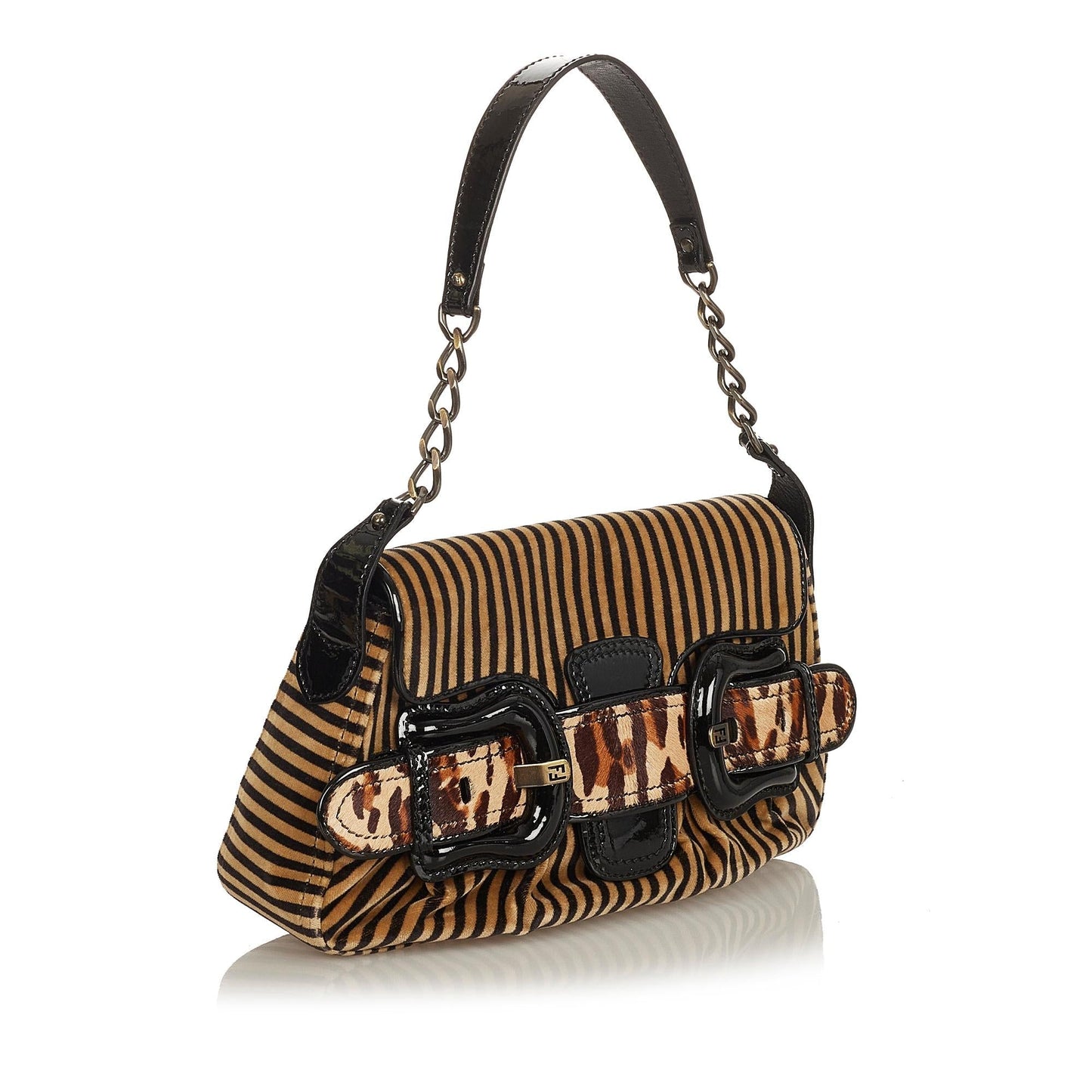 Fendi Pequin Velvet Shoulder Bag (28518)