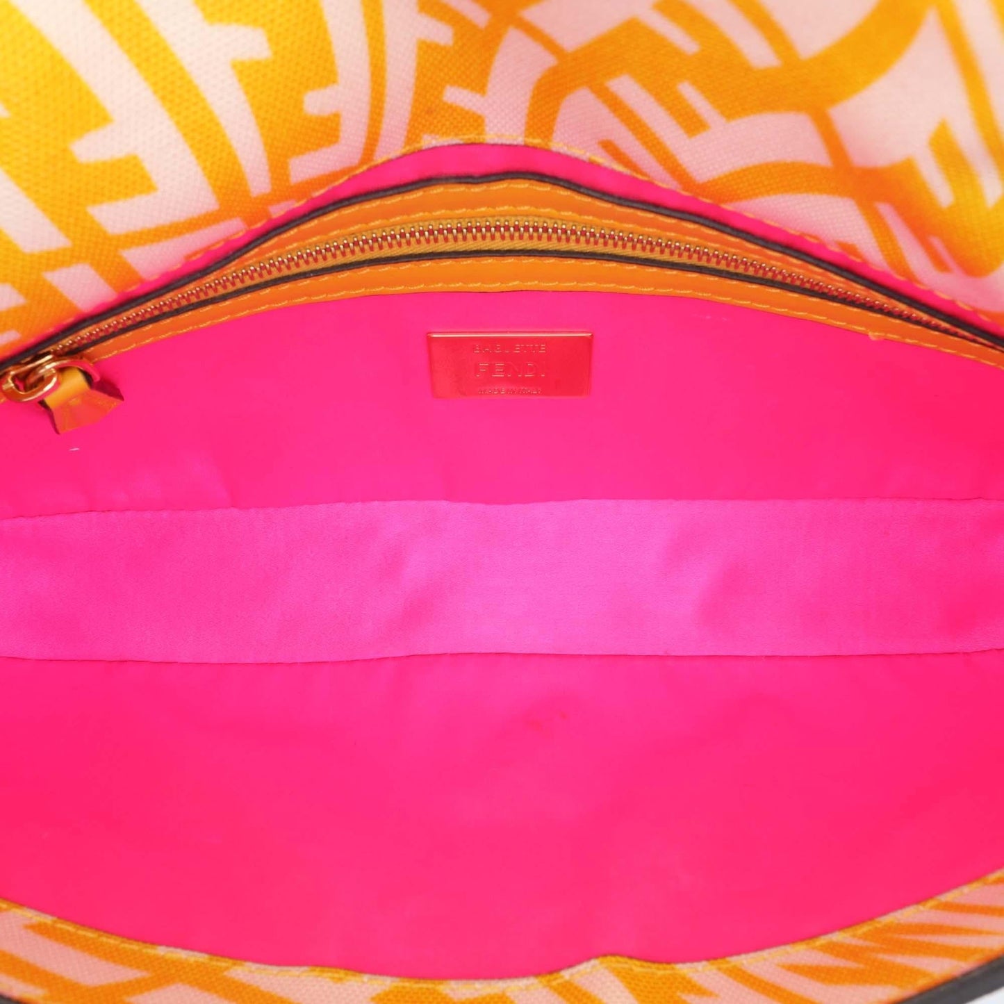Fendi Medium Leather Embossed FF Baguette Satchel