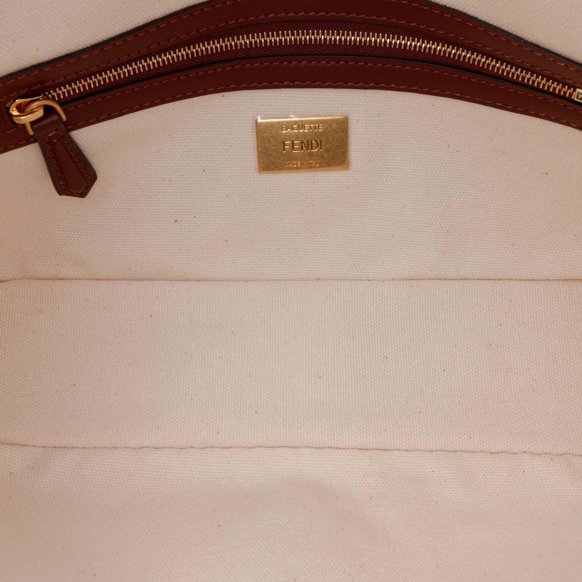 Fendi Sarah Coleman Zucca Embroidered Canvas Fish Eye Vertigo Baguette Satchel