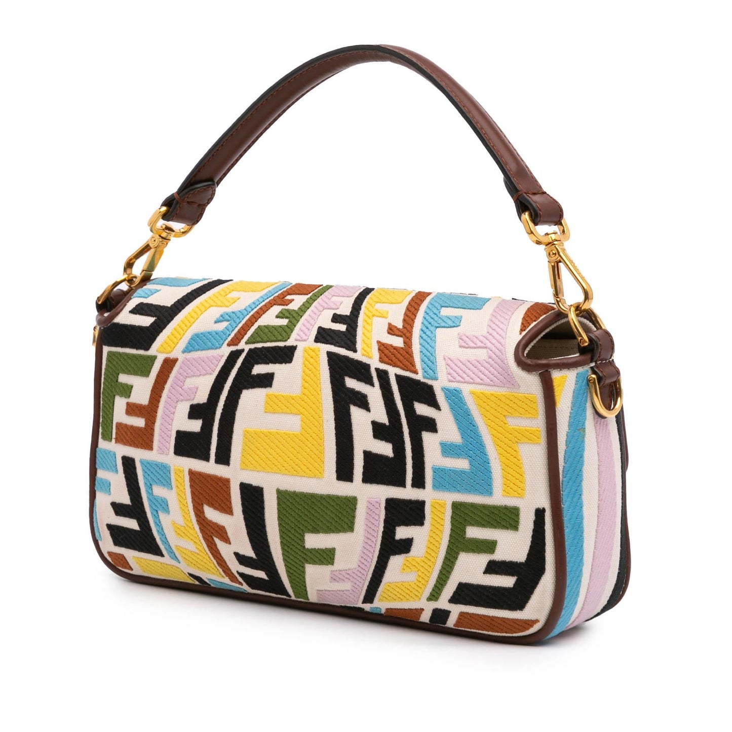 Fendi Sarah Coleman Zucca Embroidered Canvas Fish Eye Vertigo Baguette Satchel