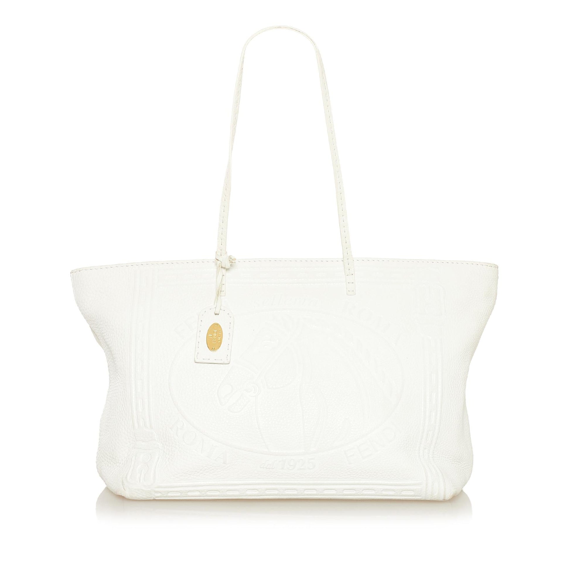 Fendi Selleria Embossed Leather Tote Bag